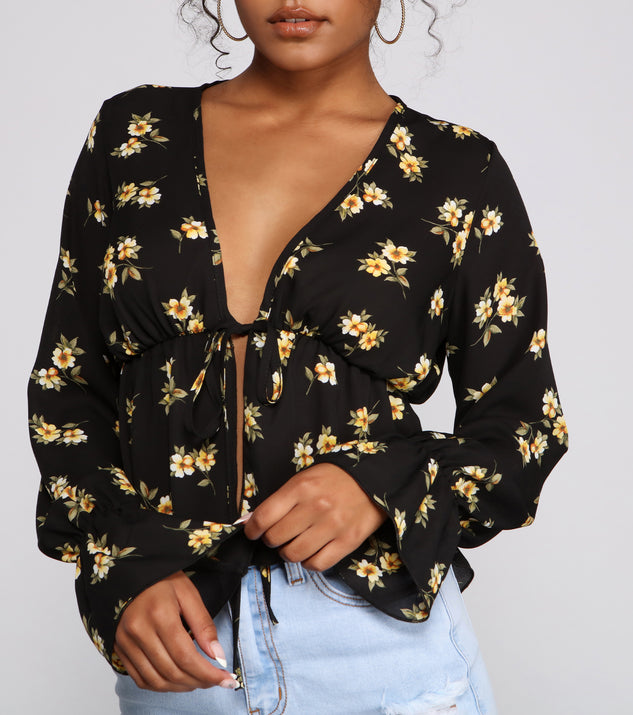 Floral Tie Front Blouse (L)
