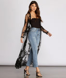 Feel It In The Air Applique Sheer Duster helps create the best summer outfit for a look that slays at any event or occasion!