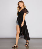 Charming Chiffon High-Low Duster for 2023 festival outfits, festival dress, outfits for raves, concert outfits, and/or club outfits