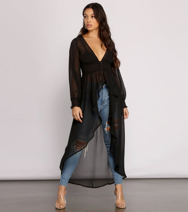 The trendy Effortless Beauty Chiffon High Low Top is the perfect pick to create a holiday outfit, new years attire, cocktail outfit, or party look for any seasonal event!