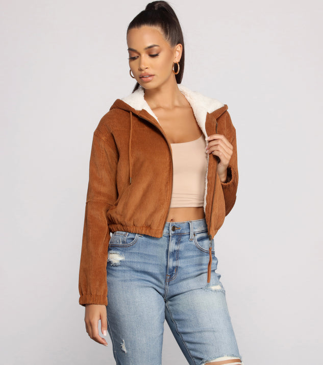 Corduroy Cutie Cropped Sherpa Jacket helps create the best summer outfit for a look that slays at any event or occasion!