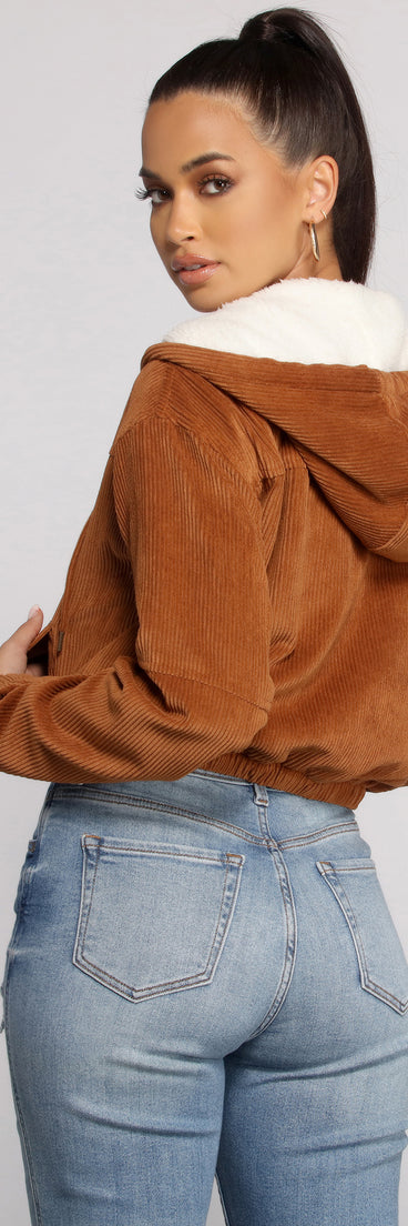 Corduroy Cutie Cropped Sherpa Jacket helps create the best summer outfit for a look that slays at any event or occasion!