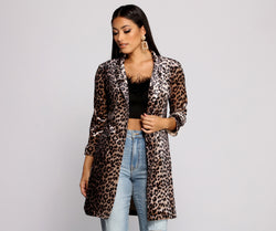 Velvet Leopard Print Long Line Blazer helps create the best summer outfit for a look that slays at any event or occasion!