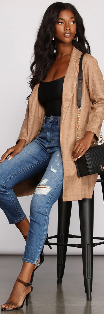 Makin' Moves Faux Suede Long Line Blazer helps create the best summer outfit for a look that slays at any event or occasion!