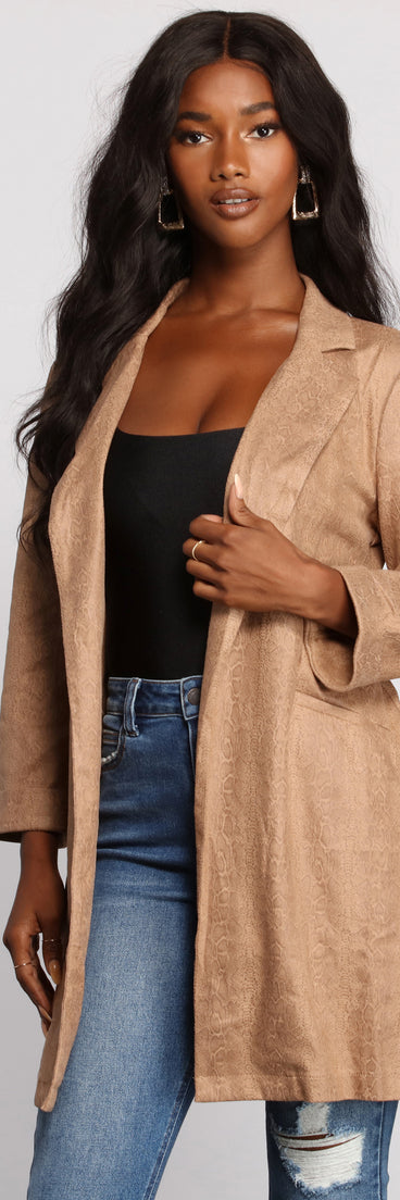 Makin' Moves Faux Suede Long Line Blazer helps create the best summer outfit for a look that slays at any event or occasion!