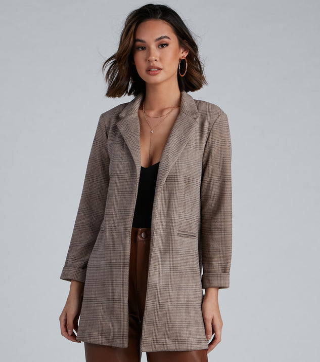 Preppy Plaid Faux Suede Blazer helps create the best summer outfit for a look that slays at any event or occasion!