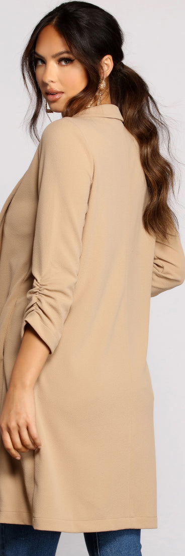 Stylish Sophistication Crepe Trench Coat helps create the best summer outfit for a look that slays at any event or occasion!