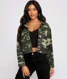 Confident In Camo Cropped Jacket helps create the best summer outfit for a look that slays at any event or occasion!