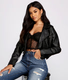 Edgy Glam Faux Leather Quilted Moto helps create the best summer outfit for a look that slays at any event or occasion!