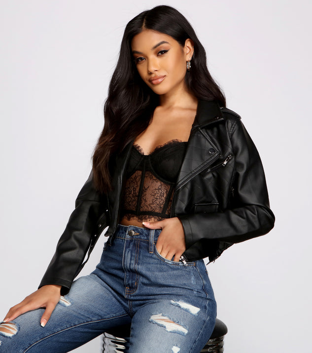 Edgy Glam Faux Leather Quilted Moto helps create the best summer outfit for a look that slays at any event or occasion!