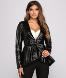 Faux Leather Belted Peplum Blazer helps create the best summer outfit for a look that slays at any event or occasion!