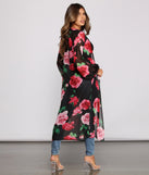 Romantic Vibes Rose Printed Duster helps create the best summer outfit for a look that slays at any event or occasion!