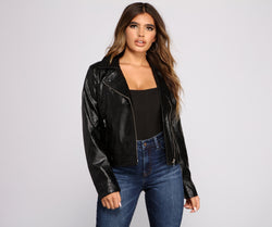 Croc Embossed Faux Leather Moto Jacket helps create the best summer outfit for a look that slays at any event or occasion!