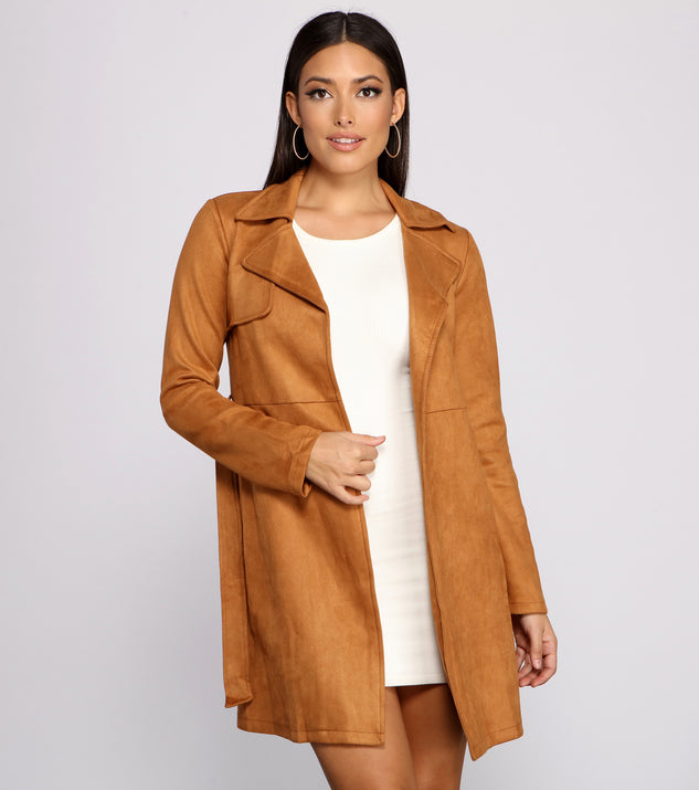 Chic In The City Faux Suede Trench helps create the best summer outfit for a look that slays at any event or occasion!