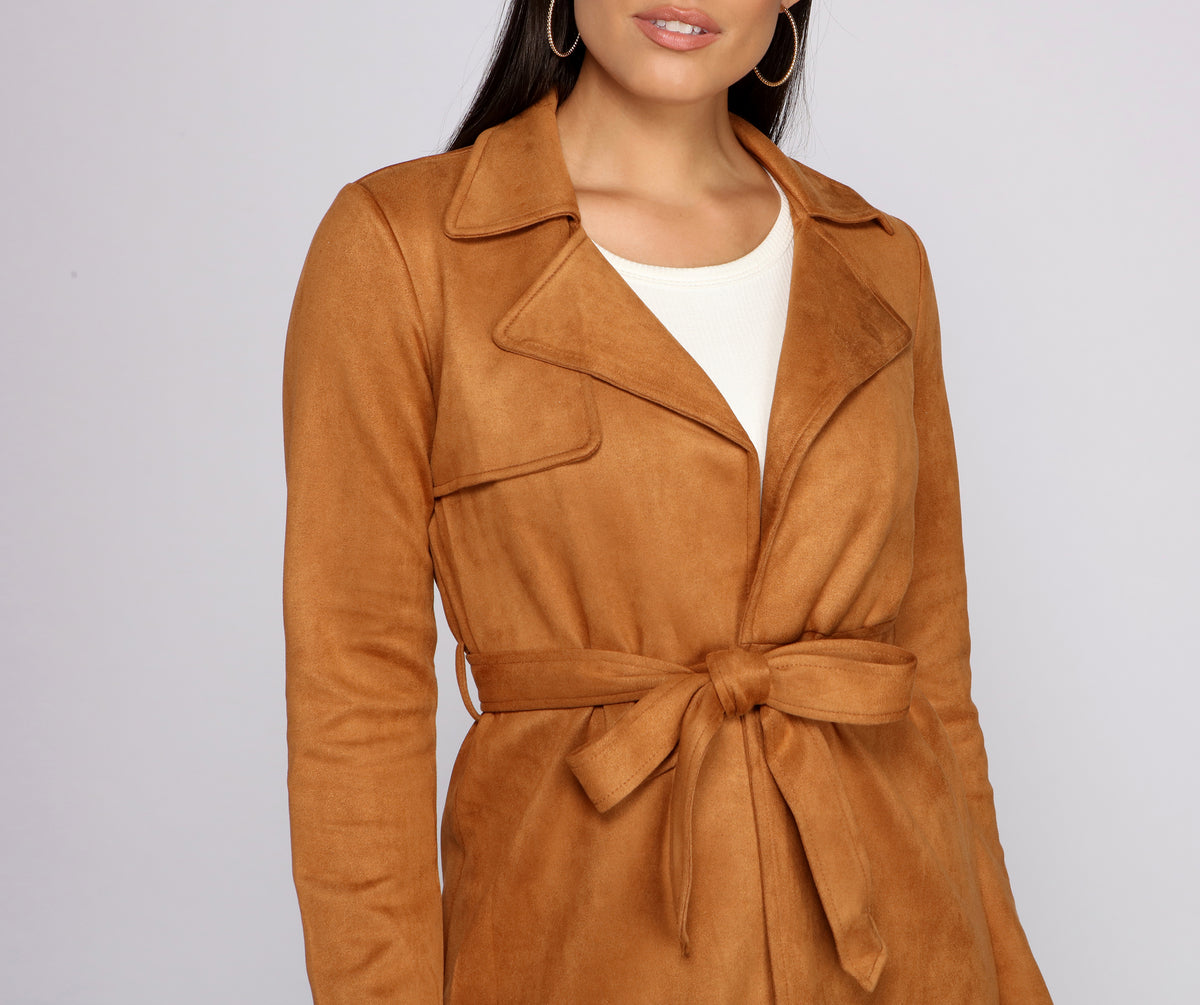 Chic The City Faux Suede Trench