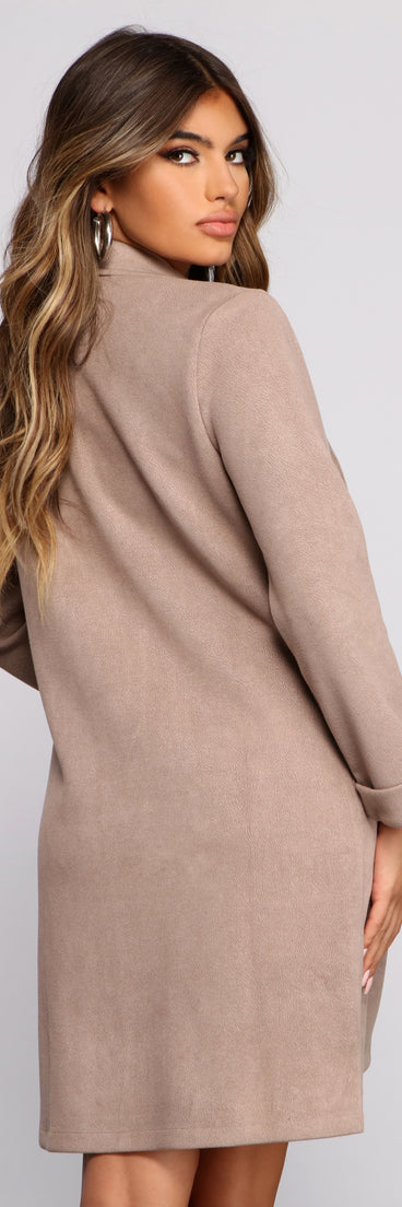 Classy and Chic Faux Suede Long Line Blazer helps create the best summer outfit for a look that slays at any event or occasion!