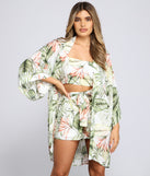 You’ll look stunning in the Vacay On My Mind Tropical Print Kimono when paired with its matching separate to create a glam clothing set perfect for a New Year’s Eve Party Outfit or Holiday Outfit for any event!