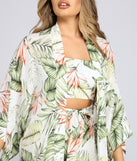 Vacay On My Mind Tropical Print Kimono for 2023 festival outfits, festival dress, outfits for raves, concert outfits, and/or club outfits