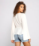 With fun and flirty details, Chic Sheer Bell Sleeve Babydoll Top shows off your unique style for a trendy outfit for the summer season!