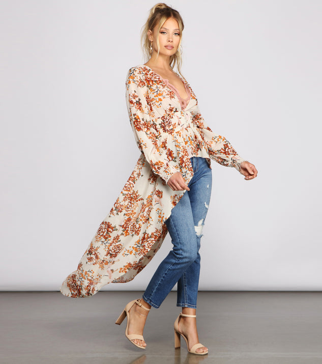 Beautiful Breezy Floral Chiffon Duster helps create the best summer outfit for a look that slays at any event or occasion!