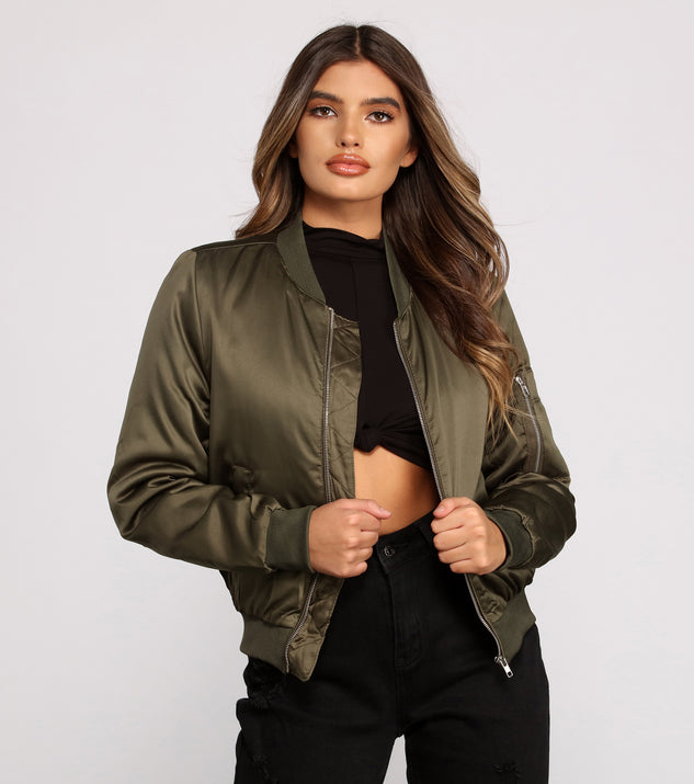 How I Roll Satin Bomber Jacket helps create the best summer outfit for a look that slays at any event or occasion!