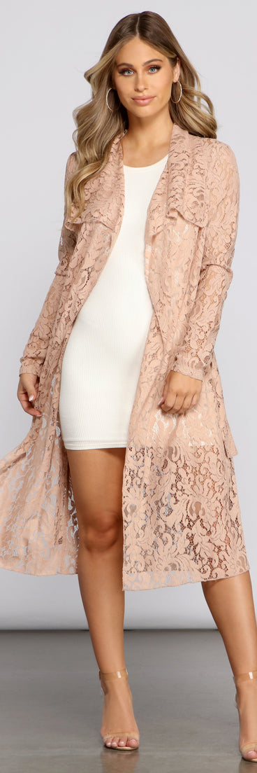 Graced With Lace Belted Trench helps create the best summer outfit for a look that slays at any event or occasion!