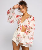 With fun and flirty details, Sweet And Flirty Floral Tie-Front Top shows off your unique style for a trendy outfit for the summer season!