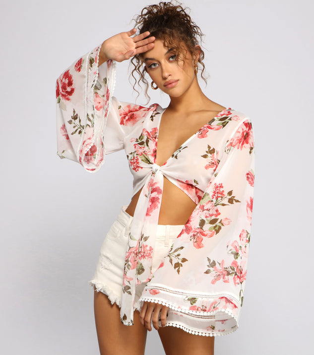 With fun and flirty details, Sweet And Flirty Floral Tie-Front Top shows off your unique style for a trendy outfit for the summer season!