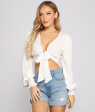 The trendy Twist Of Fab Gauze Tie Front Crop Top is the perfect pick to create a holiday outfit, new years attire, cocktail outfit, or party look for any seasonal event!