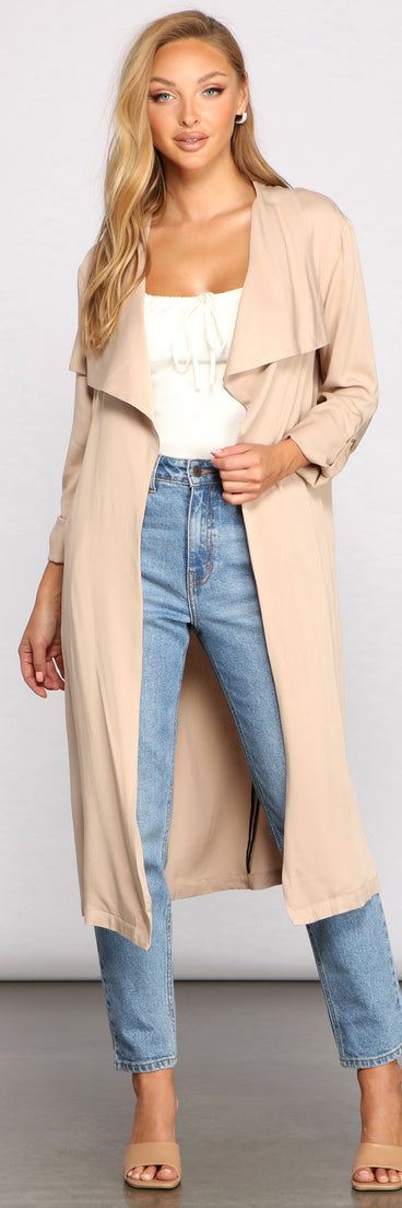 Sophisticated Style Twill Trench Jacket helps create the best summer outfit for a look that slays at any event or occasion!