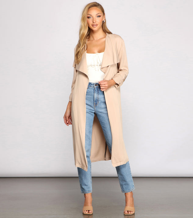 Sophisticated Style Twill Trench Jacket helps create the best summer outfit for a look that slays at any event or occasion!