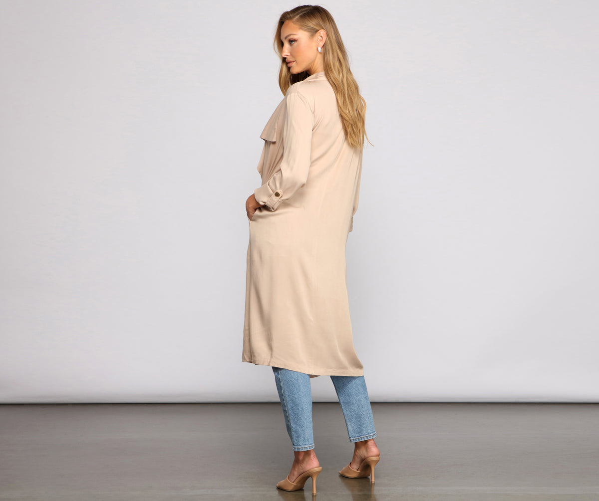 Sophisticated Style Twill Trench Jacket