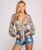 The trendy Vacay Bound Tie-Front Top is the perfect pick to create a holiday outfit, new years attire, cocktail outfit, or party look for any seasonal event!