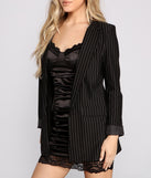 Poised and Polished Pinstripe Longline Blazer helps create the best summer outfit for a look that slays at any event or occasion!