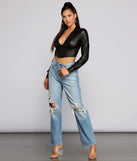 With fun and flirty details, An Edgy Vibe Faux Leather Crop Top shows off your unique style for a trendy outfit for the summer season!