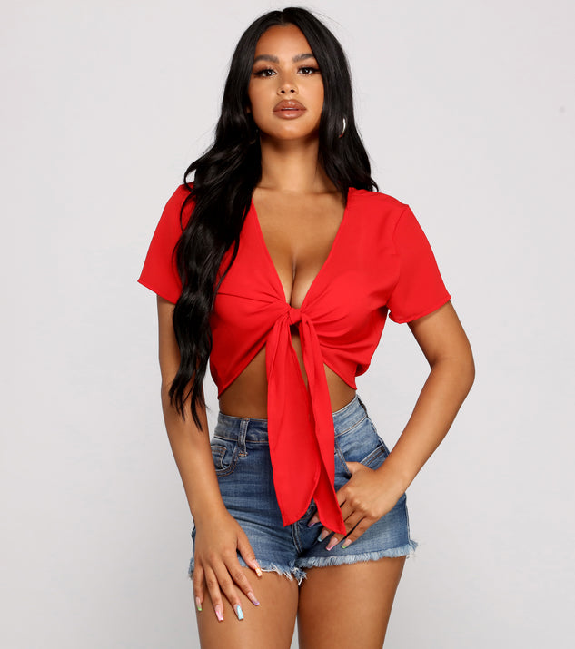 With fun and flirty details, Werk It Out Tie Front Top shows off your unique style for a trendy outfit for the summer season!