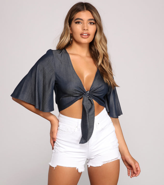 With fun and flirty details, Flirty And Fluttery Tie Front Top shows off your unique style for a trendy outfit for the summer season!
