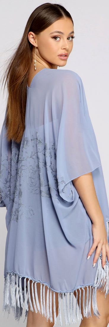 Ready For My Getaway Fringe Kimono for 2023 festival outfits, festival dress, outfits for raves, concert outfits, and/or club outfits