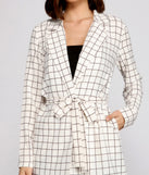 Classic Window Pane Trench Coat helps create the best summer outfit for a look that slays at any event or occasion!