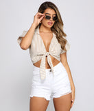 With fun and flirty details, Stylish Stripes Tie Front Top shows off your unique style for a trendy outfit for the summer season!