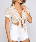 With fun and flirty details, Stylish Stripes Tie Front Top shows off your unique style for a trendy outfit for the summer season!