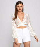 With fun and flirty details, Glamour Babe Floral Burnout Tie Front Top shows off your unique style for a trendy outfit for the summer season!