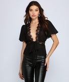 With fun and flirty details, Flirty And Fluttery Lace Tie Front Top shows off your unique style for a trendy outfit for the summer season!