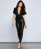 With fun and flirty details, Flirty And Fluttery Lace Tie Front Top shows off your unique style for a trendy outfit for the summer season!