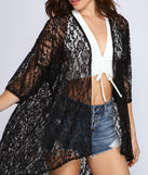 Chic And Sheer Lace Kimono for 2023 festival outfits, festival dress, outfits for raves, concert outfits, and/or club outfits