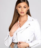 Edgy Chic Faux Leather Moto Jacket for 2023 festival outfits, festival dress, outfits for raves, concert outfits, and/or club outfits