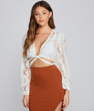 With fun and flirty details, Boho Babe Lace Tie-Front Top shows off your unique style for a trendy outfit for the summer season!