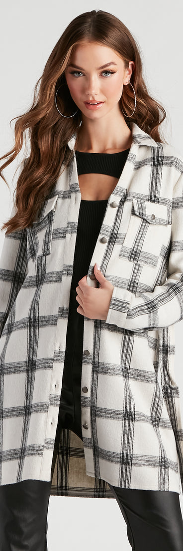 Girl On The Go Flannel Trench Coat helps create the best summer outfit for a look that slays at any event or occasion!