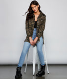 Camo Cutie Destructed Shacket helps create the best summer outfit for a look that slays at any event or occasion!