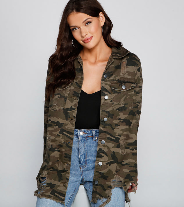 Ladies camo shacket online